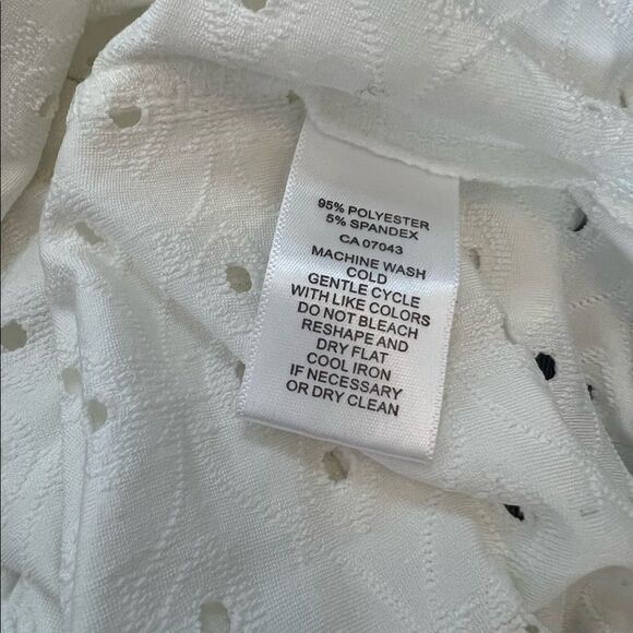 CUPIO White Eyelet Elastic Neckline Short Sleeve Elastic Bottom Bubble Top S - Picture 8 of 8